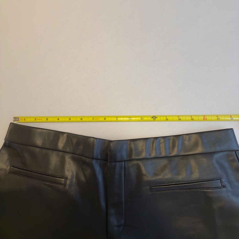 Zara Black Faux Leather High Rise Cropped Flare Pants Womens Plus Size 2X Chic - Picture 8 of 10